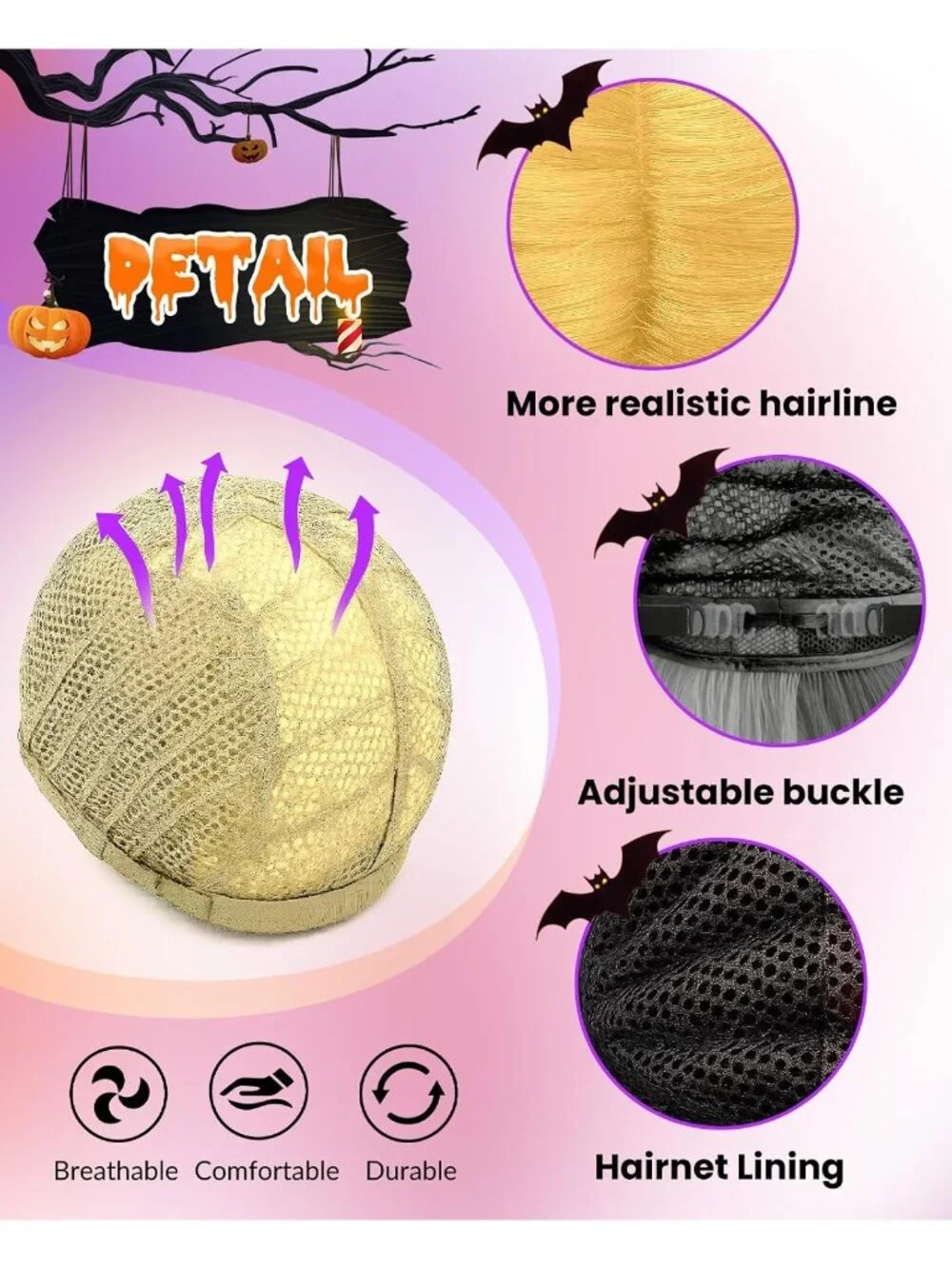 Women's Blonde Short Cosplay Convenient Set Include Adjustable Wig Cap Headpiece
